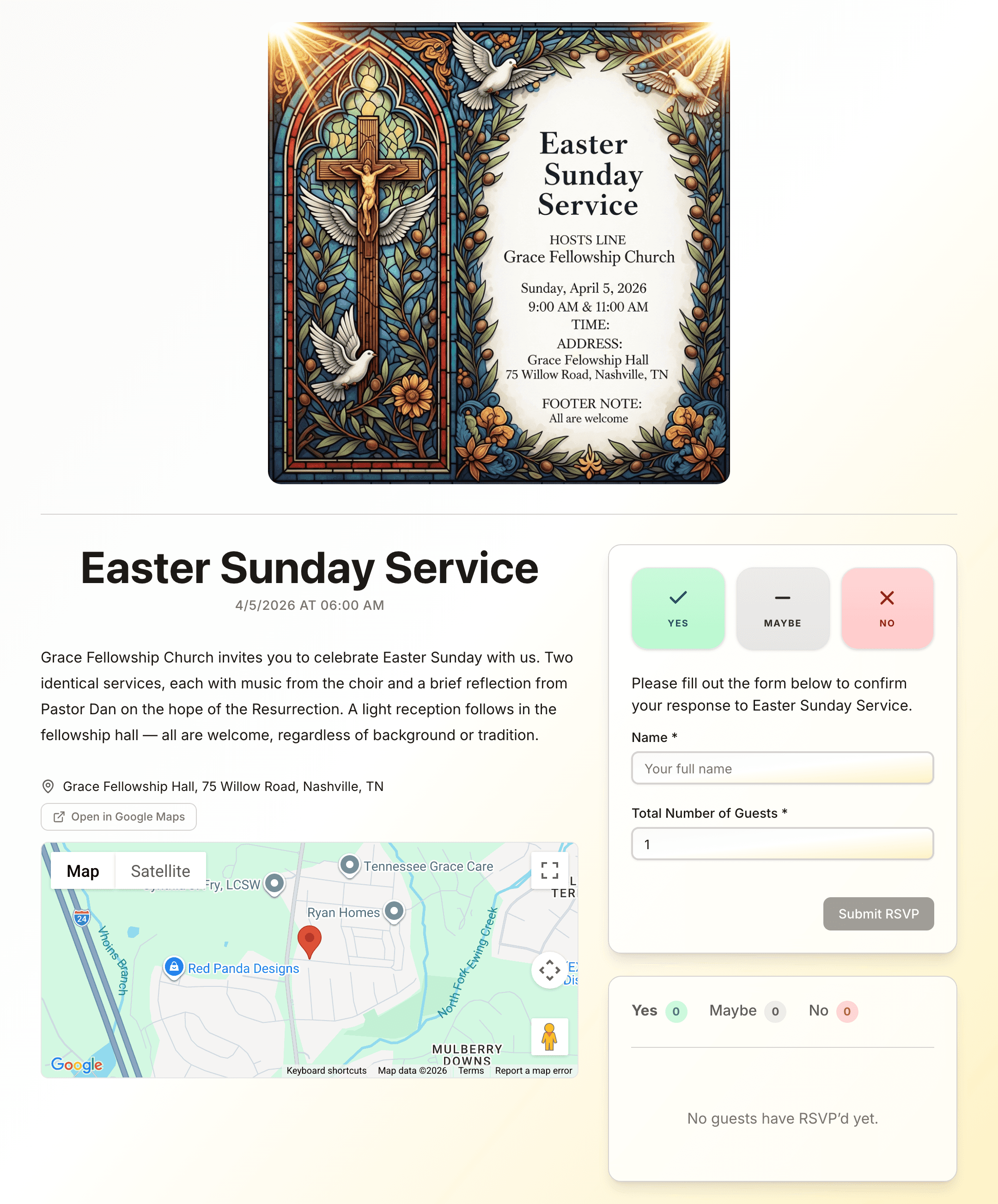 church-event invite preview