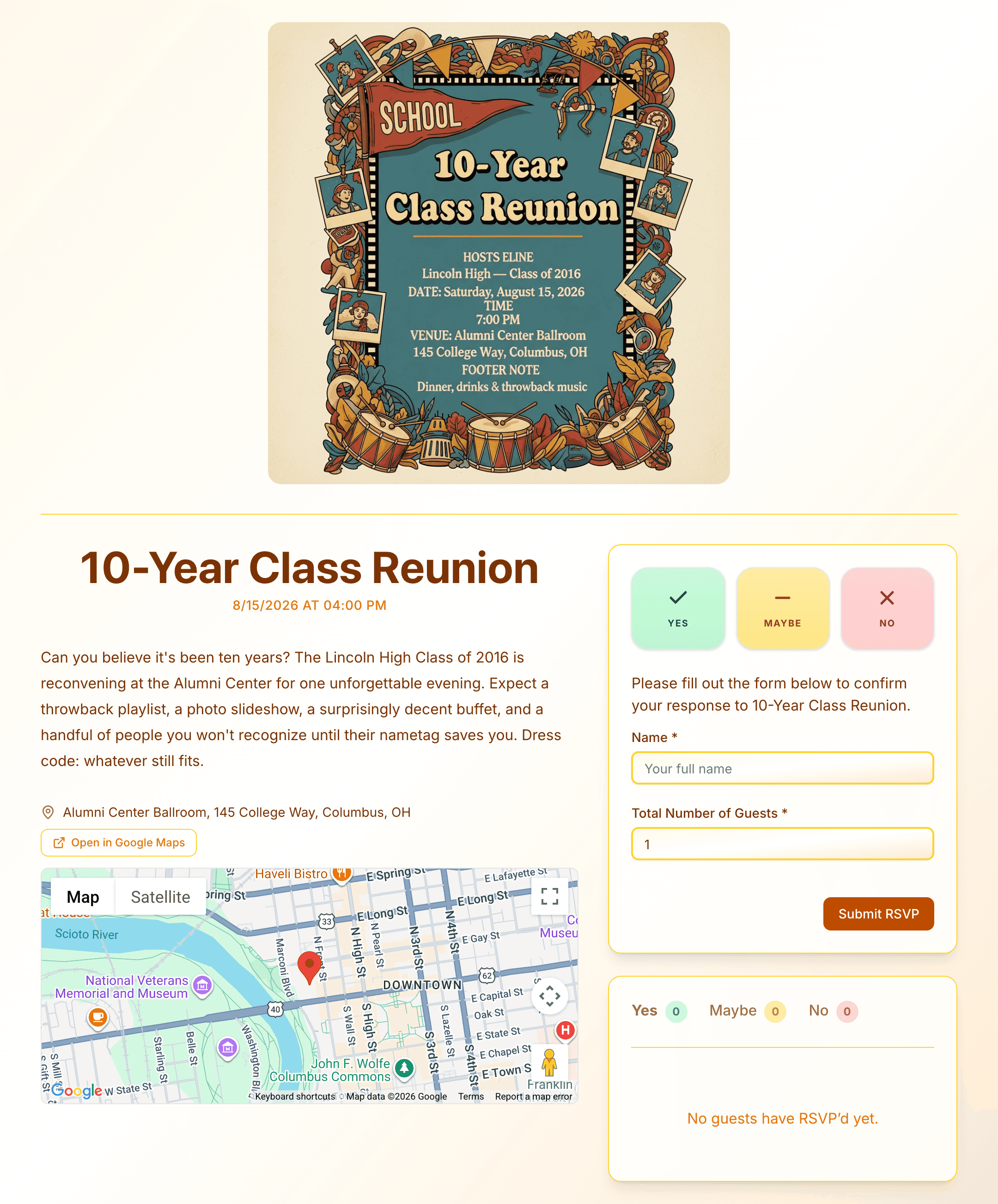 class-reunion invite preview