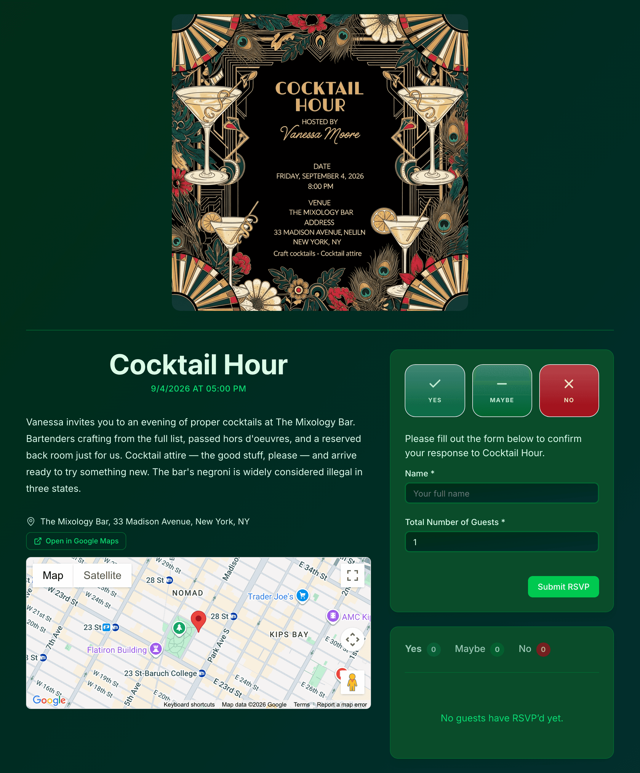 cocktail-party invite preview