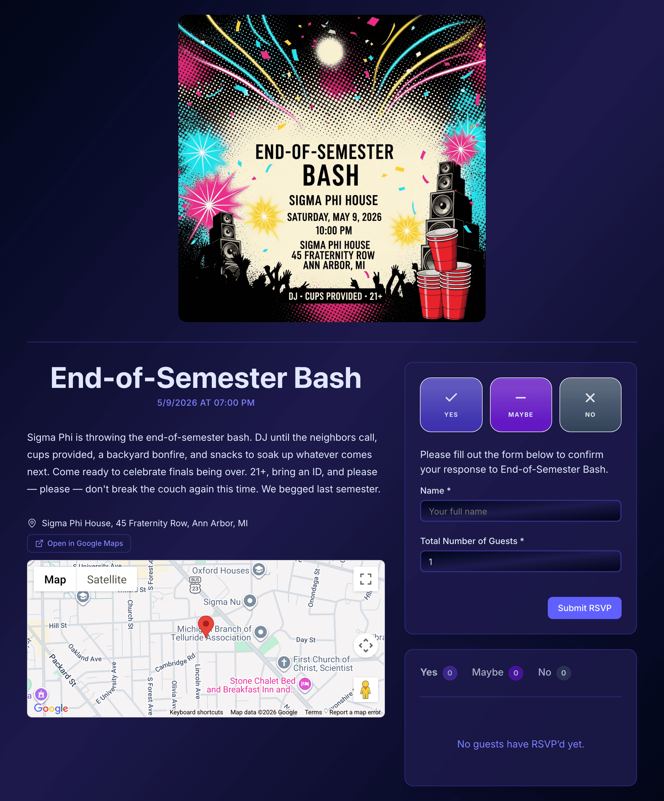college-party invite preview