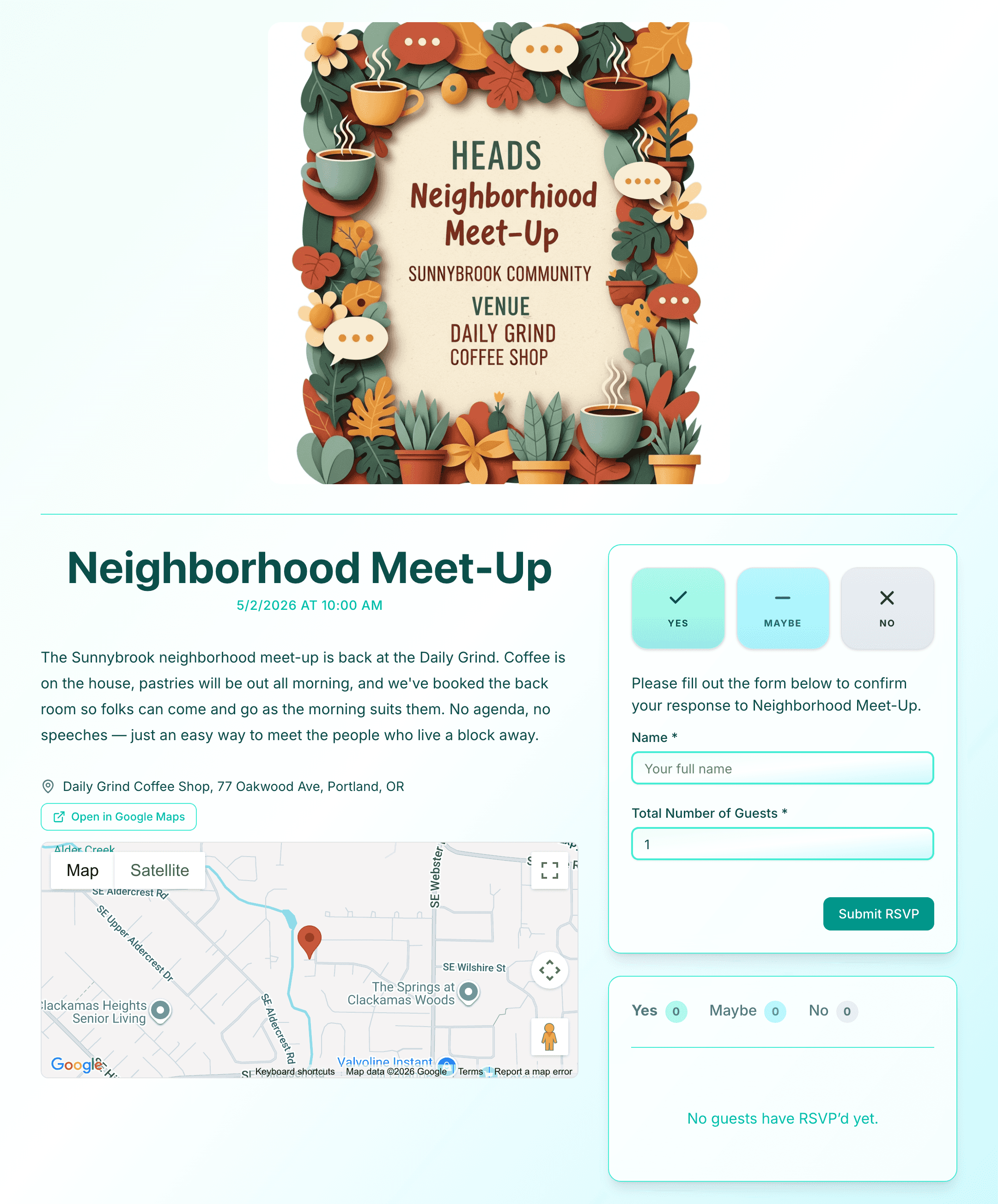 meet-up invite preview