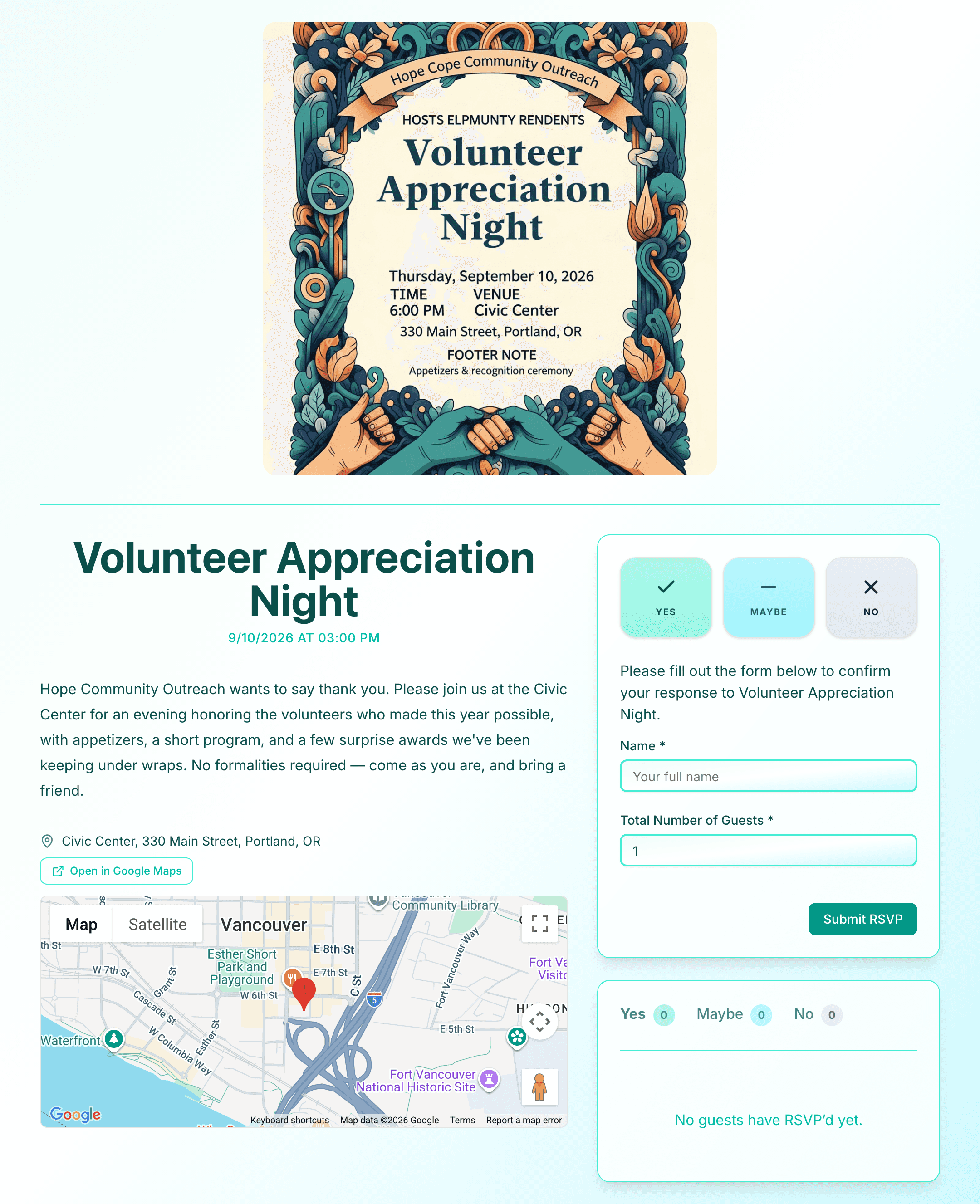 organization-event invite preview