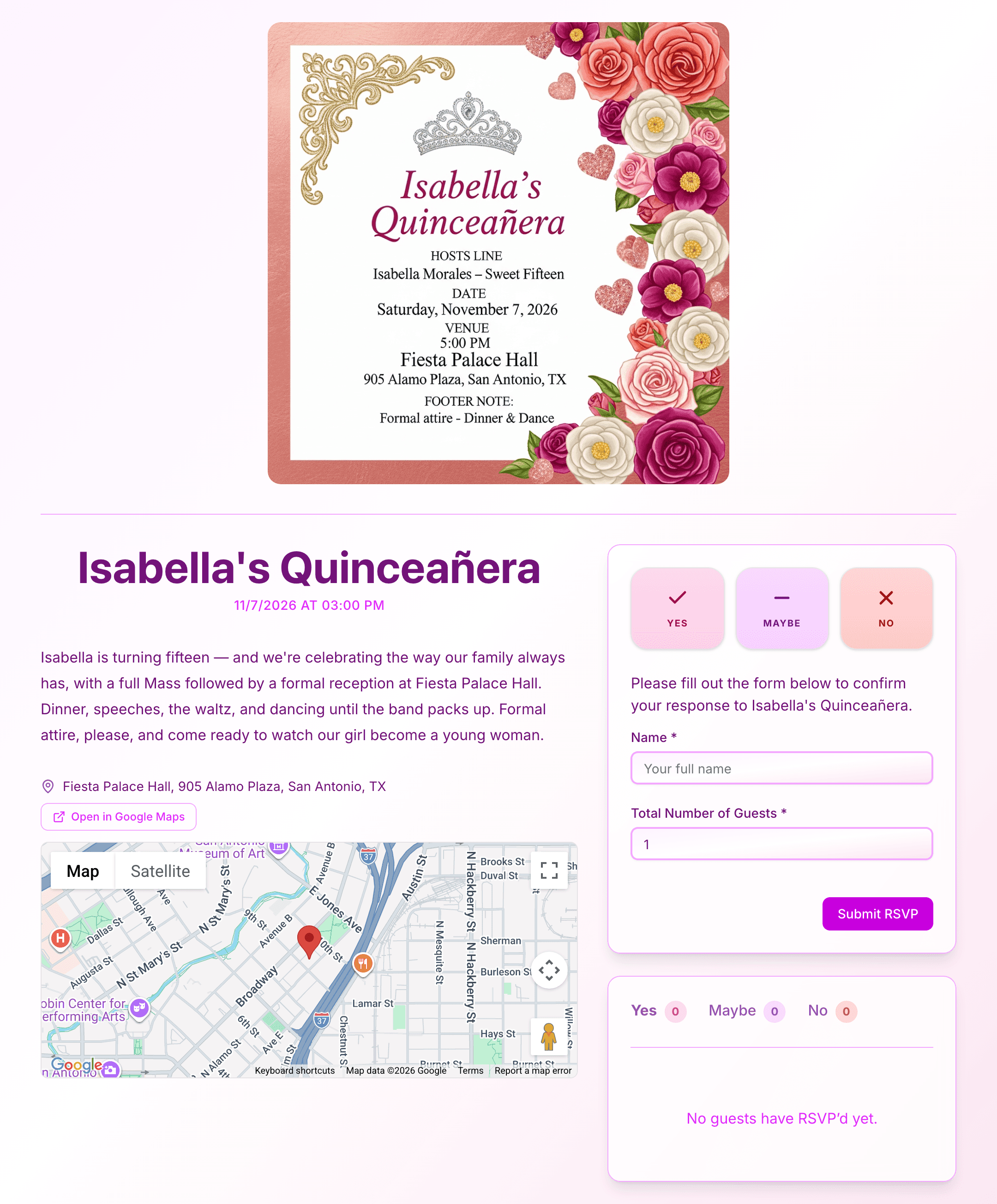quinceanera invite preview