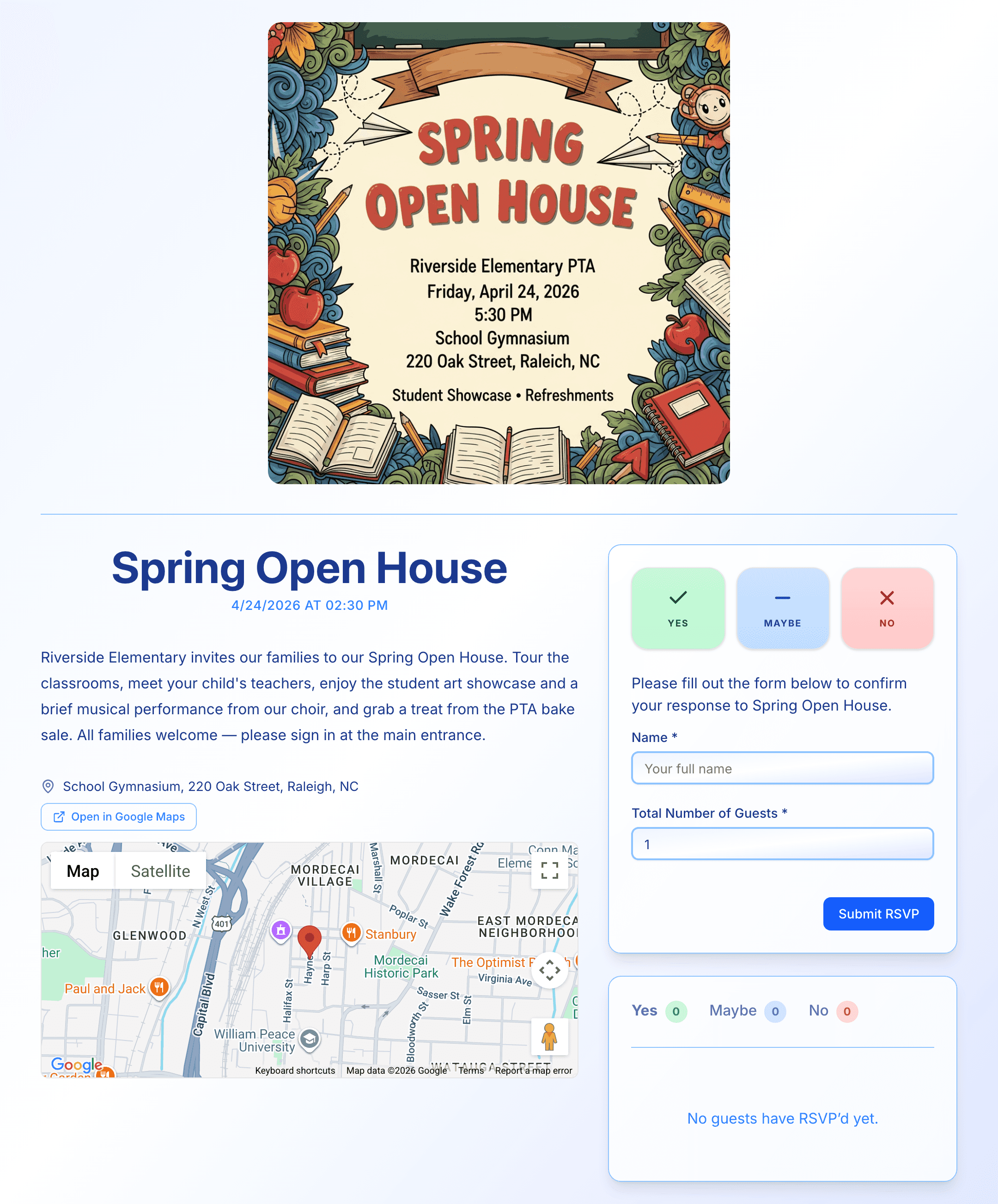 school-event invite preview