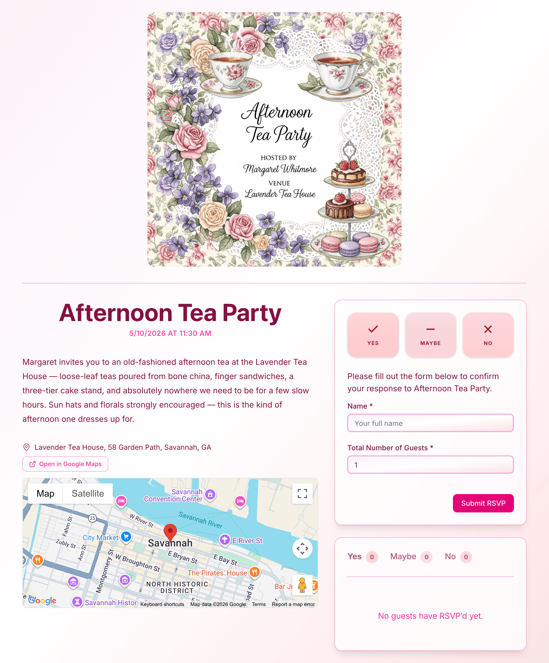 tea-party invite preview