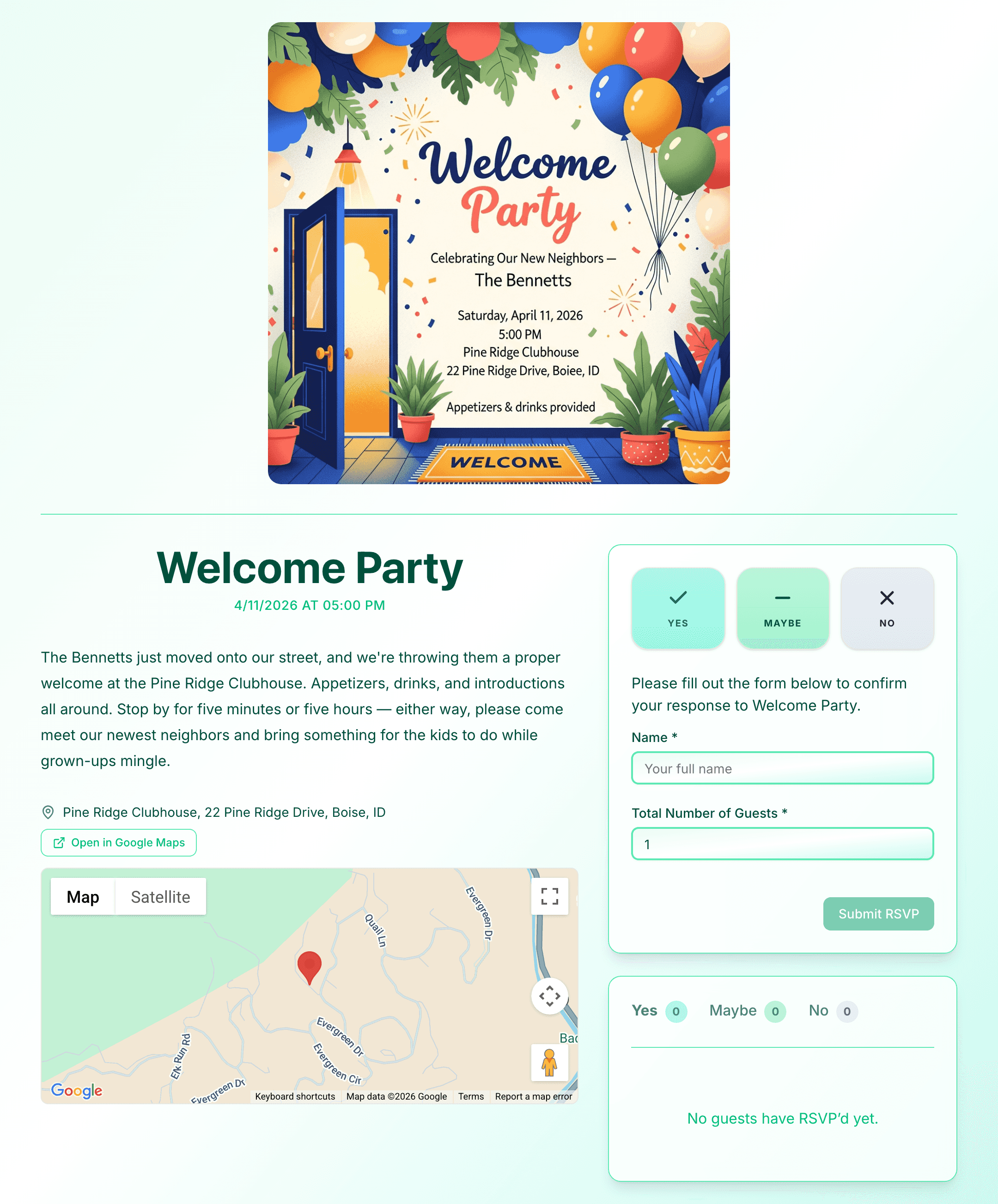 welcome-party invite preview