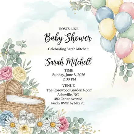 Baby showers invitation example