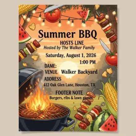 Cookouts & BBQs invitation example
