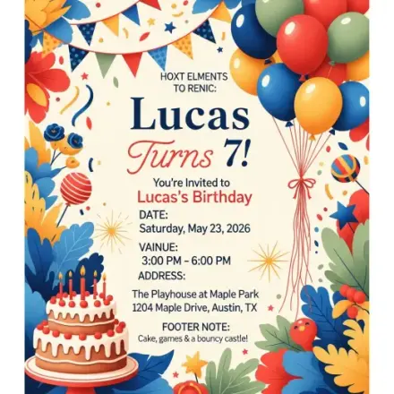 Birthdays invitation example