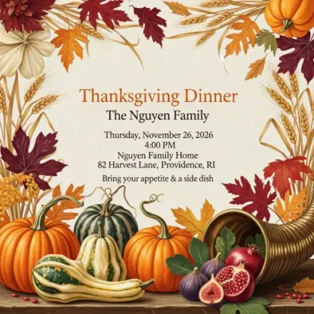 Thanksgiving dinner invitation